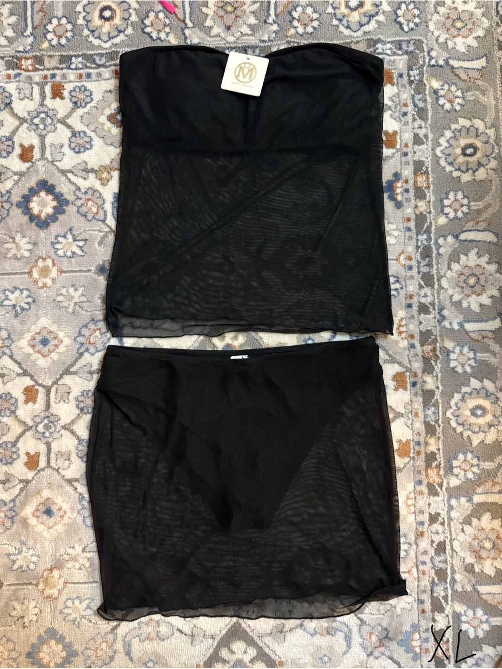 XL- Hunter Morgan Resort Women’s Black Strapless Mesh Slip Set